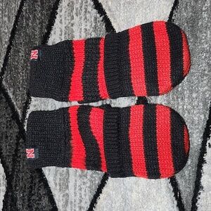 ADIDAS 2014 NEBRASKA HUSKERS CONVERTIBLE STRIPED KNIT MITTENS GLOVES